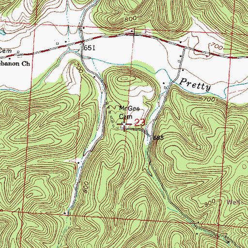 Topographic Map of McGee Cemetery, OH