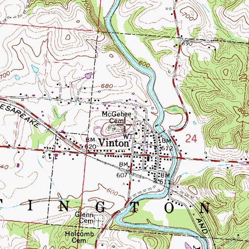 Topographic Map of McGehee Cemetery, OH