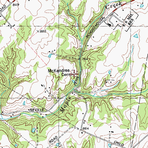Topographic Map of McKendree Cemetery, OH