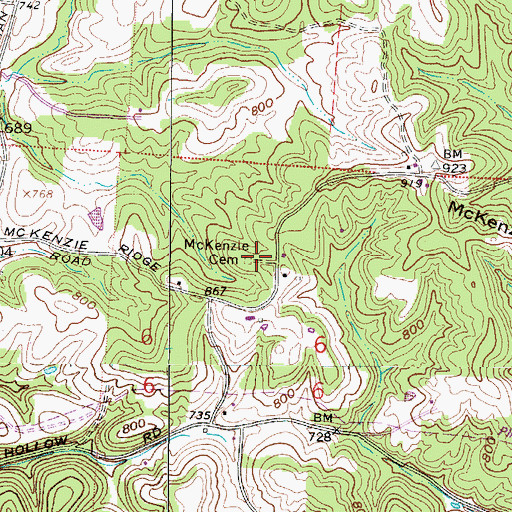Topographic Map of McKenzie Cemetery, OH