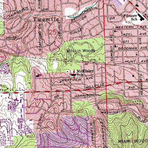 Topographic Map of McKinley School, OH