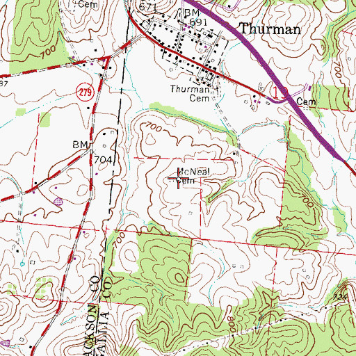 Topographic Map of McNeal Cemetery, OH