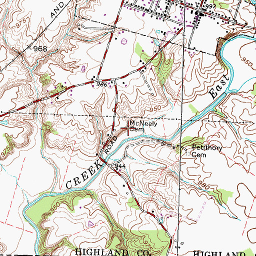 Topographic Map of McNeely Cemetery, OH