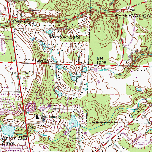 Topographic Map of Meadow Lake, OH