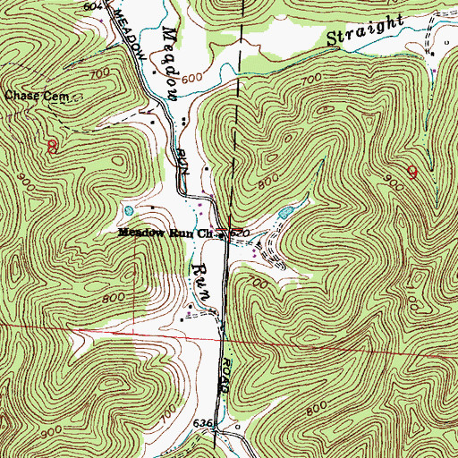 Topographic Map of Meadow Run Church, OH