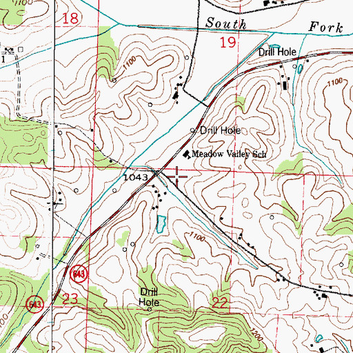 Topographic Map of Meadow Valley School, OH