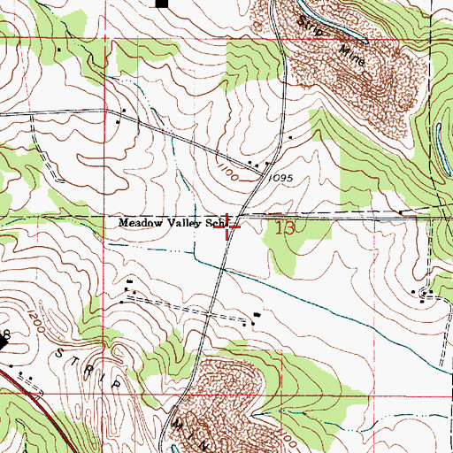 Topographic Map of Meadow Valley School, OH