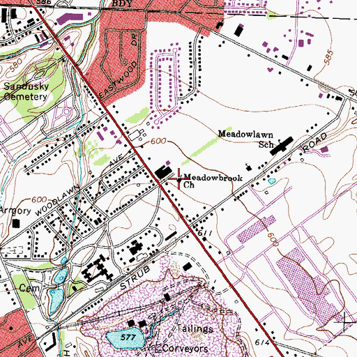 Topographic Map of Meadowbrook Church, OH