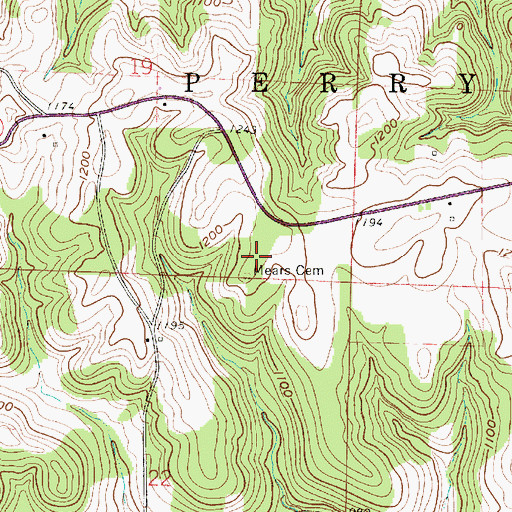Topographic Map of Mears Cemetery, OH