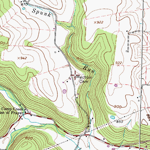 Topographic Map of Mechlin Cemetery, OH