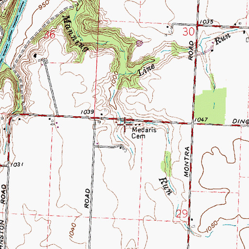 Topographic Map of Medaris Cemetery, OH