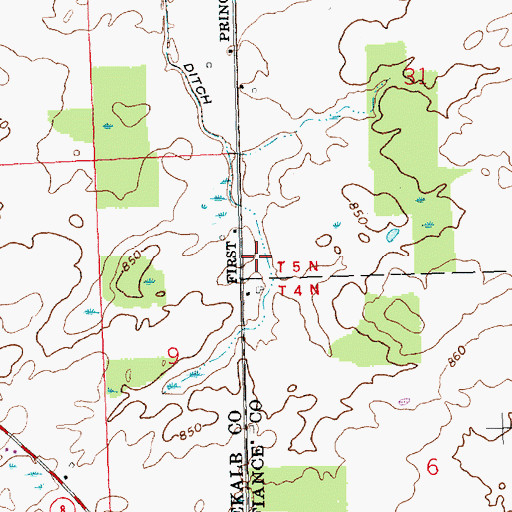 Topographic Map of Melissa Ditch, OH
