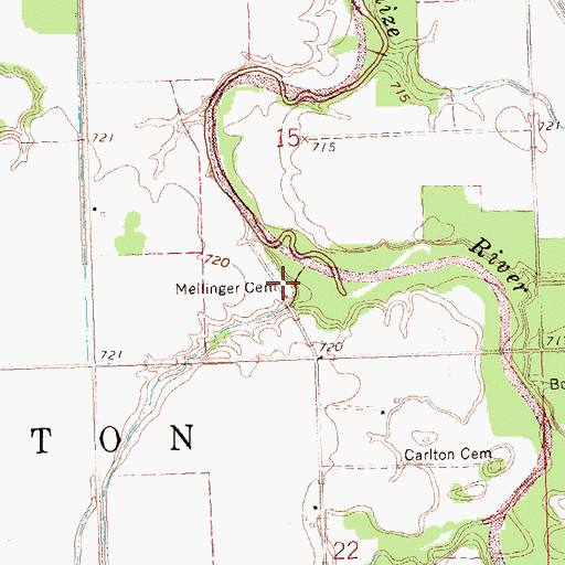 Topographic Map of Mellinger Cemetery, OH