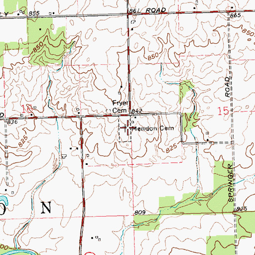 Topographic Map of Mendon Cemetery, OH