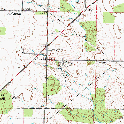 Topographic Map of Meng Cemetery, OH