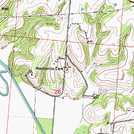 Topographic Map of Mennonite Cemetery, OH