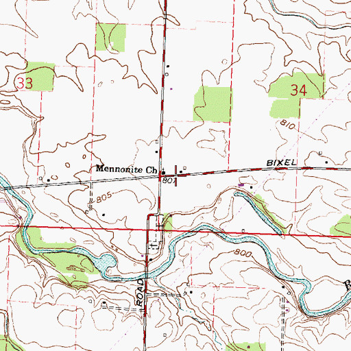 Topographic Map of Mennonite Church, OH