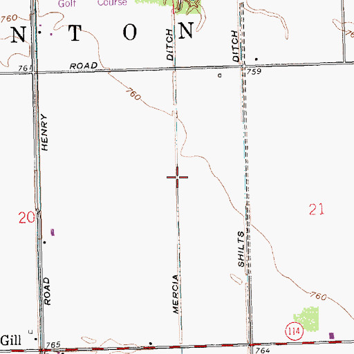 Topographic Map of Mercia Ditch, OH
