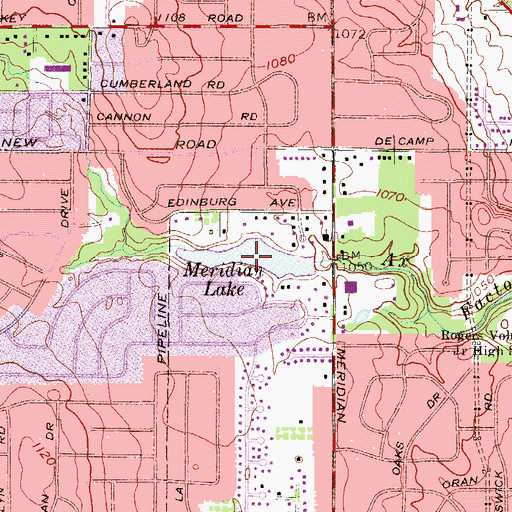 Topographic Map of Meridian Lake, OH