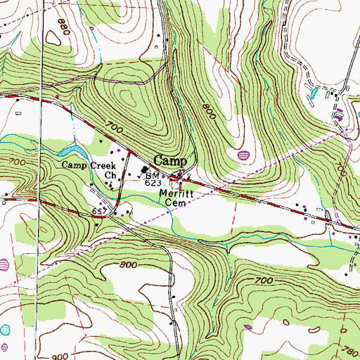 Topographic Map of Merritt Cemetery, OH