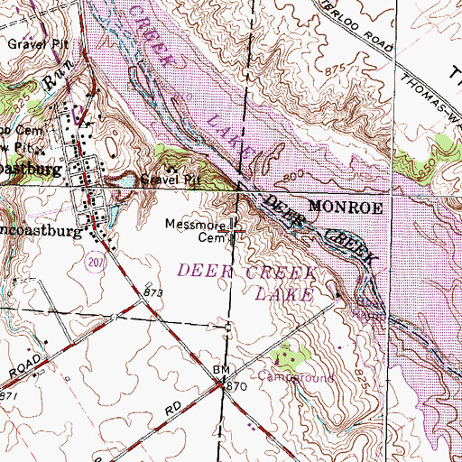 Topographic Map of Messmore Cemetery, OH