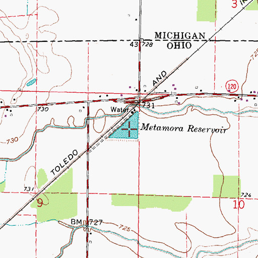 Topographic Map of Metamora Reservoir, OH