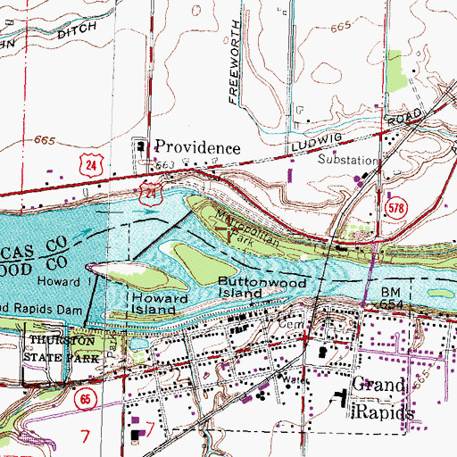 Topographic Map of Providence Metropark, OH