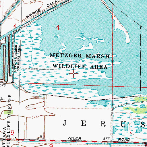 Topographic Map of Metzger Marsh Wildlife Area, OH