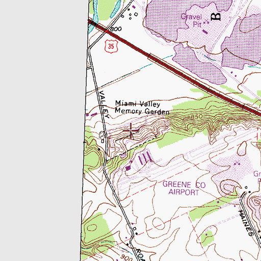 Topographic Map of Valley View Memorial Gardens, OH