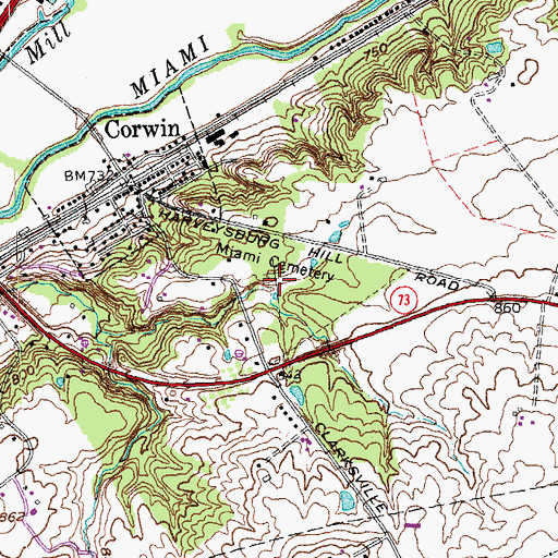 Topographic Map of Miami Cemetery, OH