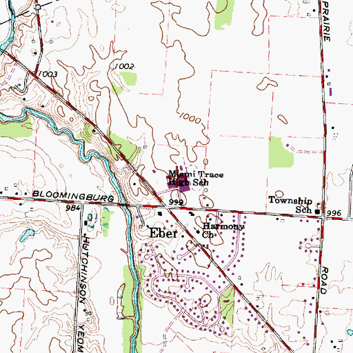 Topographic Map of Miami Trace High School, OH