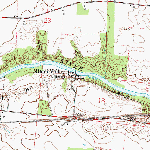 Topographic Map of Miami Valley Camp, OH
