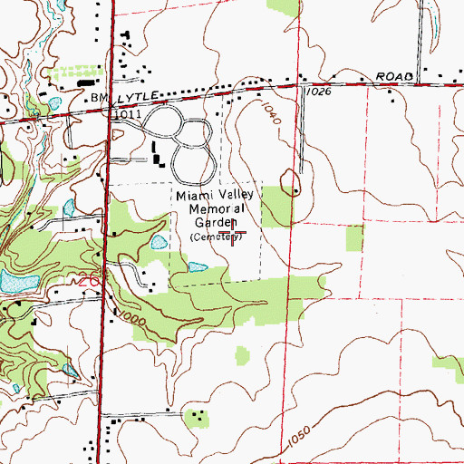 Topographic Map of Miami Valley Memorial Garden, OH