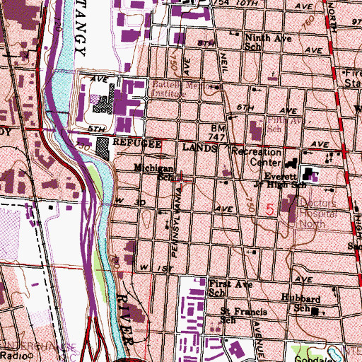 Topographic Map of Michigan School, OH