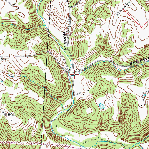 Topographic Map of Middle Branch Bullskin Creek, OH