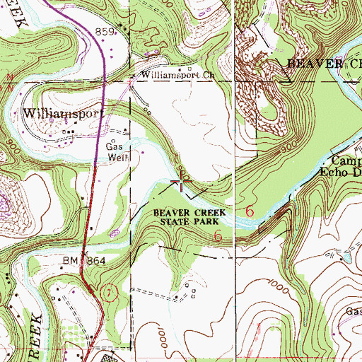 Topographic Map of Middle Fork Little Beaver Creek, OH