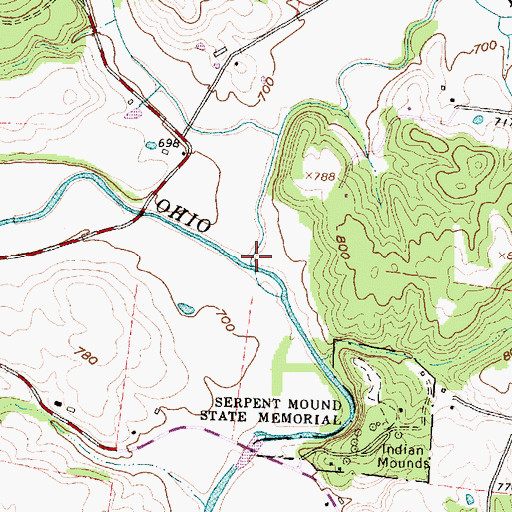 Topographic Map of Middle Fork Ohio Brush Creek, OH