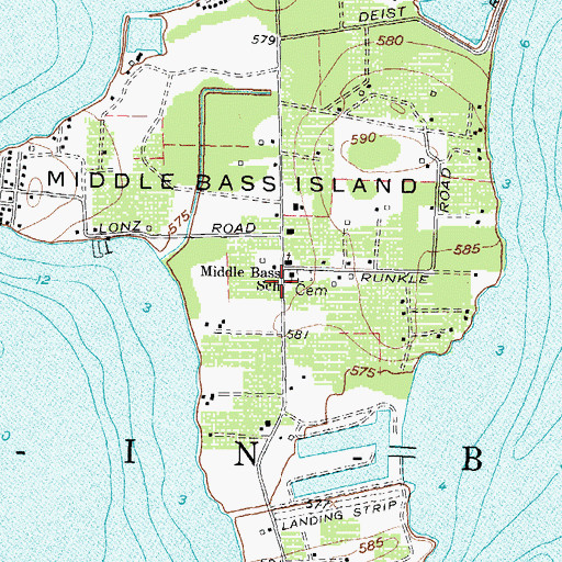 Topographic Map of Middle Bass School, OH