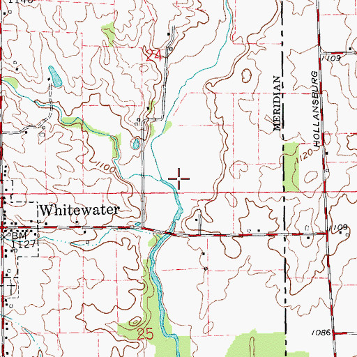 Topographic Map of Middle Fork East Fork Whitewater River, OH