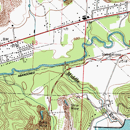 Topographic Map of Middle Run, OH