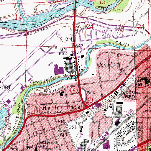 Topographic Map of Middletown Hydraulic Canal, OH