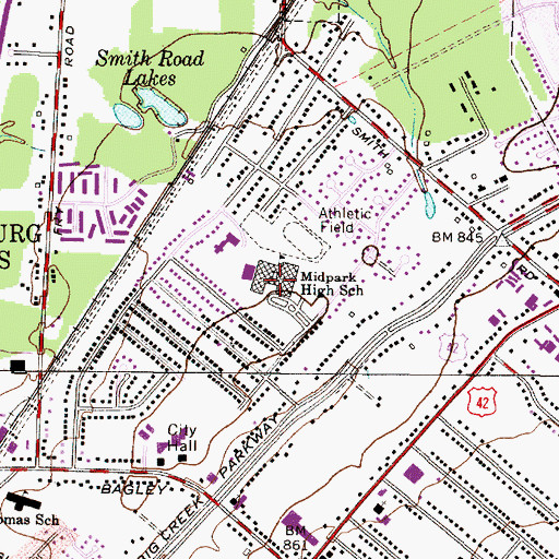 Topographic Map of Midpark High School, OH