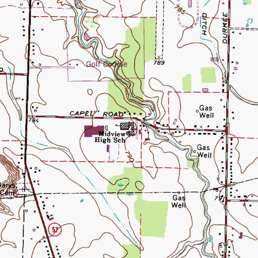 Topographic Map of Midview High School, OH