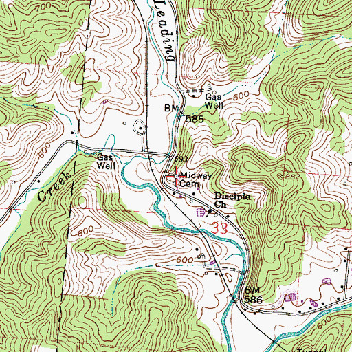 Topographic Map of Midway Cemetery, OH