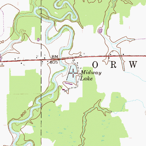 Topographic Map of Midway Lake, OH