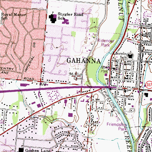 Topographic Map of Mifflin Cemetery, OH