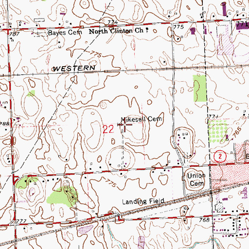 Topographic Map of Mikesell Cemetery, OH
