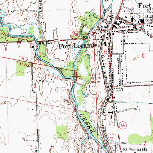 Topographic Map of Mile Creek, OH