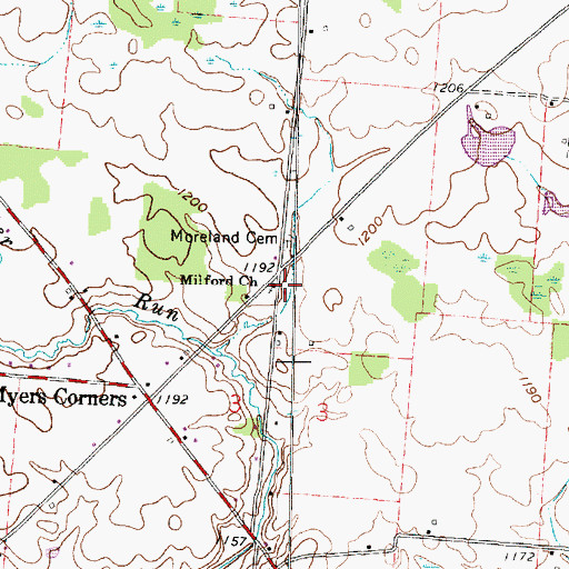 Topographic Map of Milford Church, OH