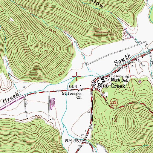 Topographic Map of Mill Creek, OH